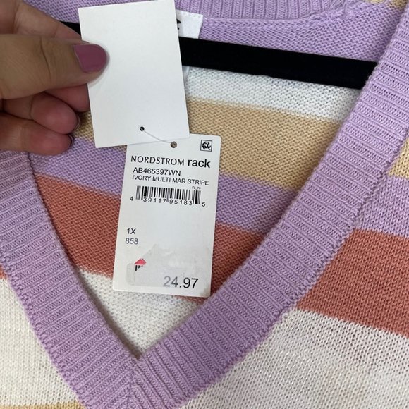 Abound Stripped Knit Sweater Vest 1X - NEW - Picture 6 of 8